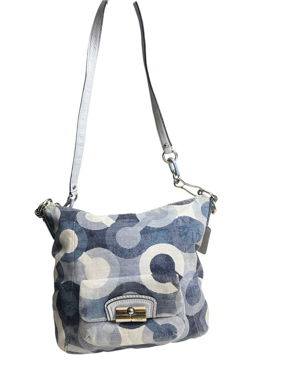 Coach Kristin Hobo Canvas Graphic Blues Op Art Hobo Bag Style #14860